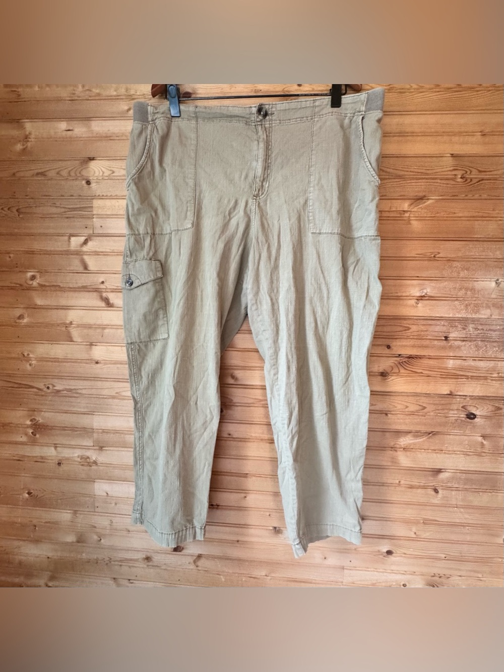 Sonoma Capri Cargo Pants Tan 18W Coastal Grandma Beach Outdoor Lunch Ball Game